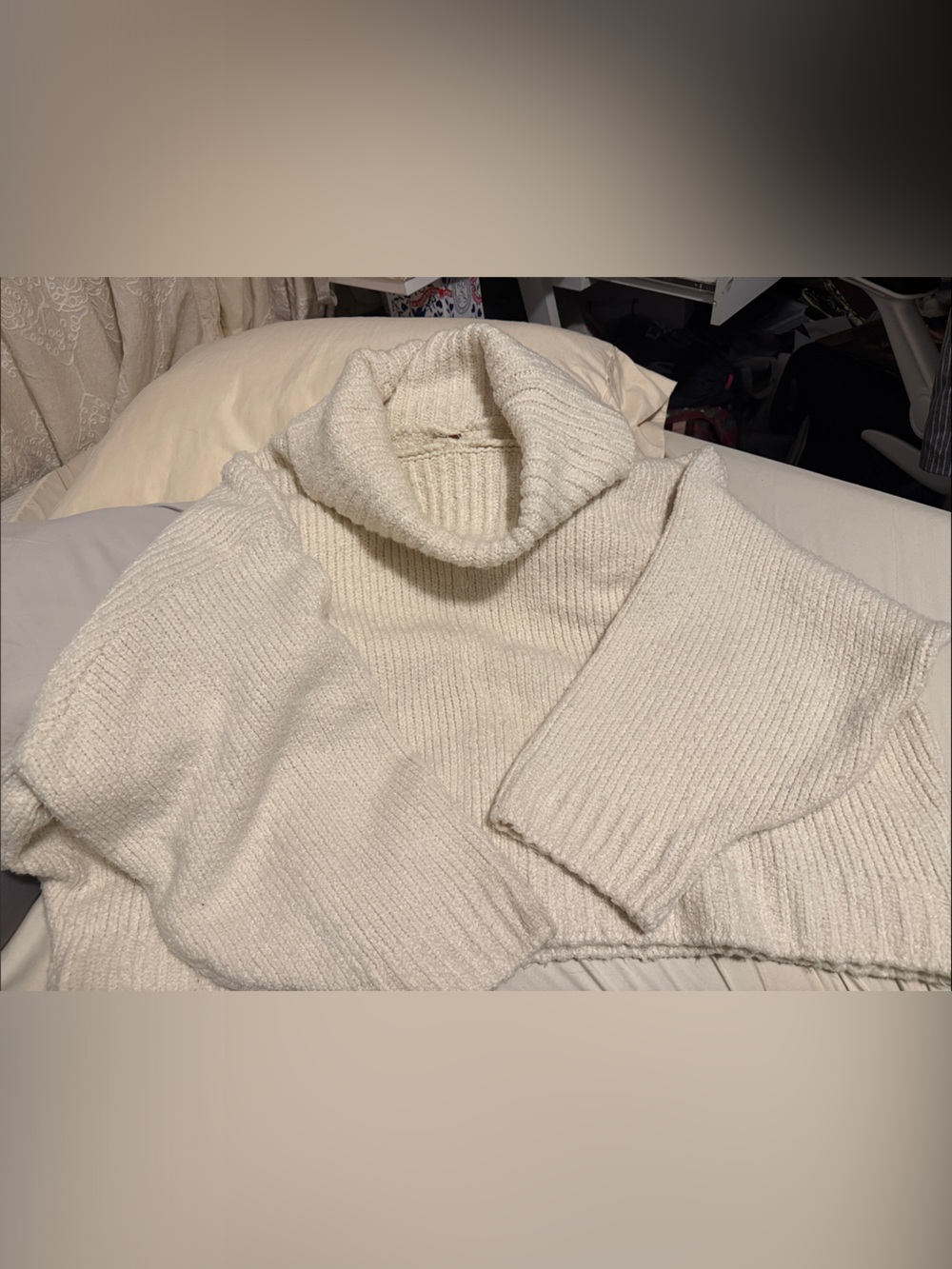 Pilcro Cream Turtleneck Knit Sweater